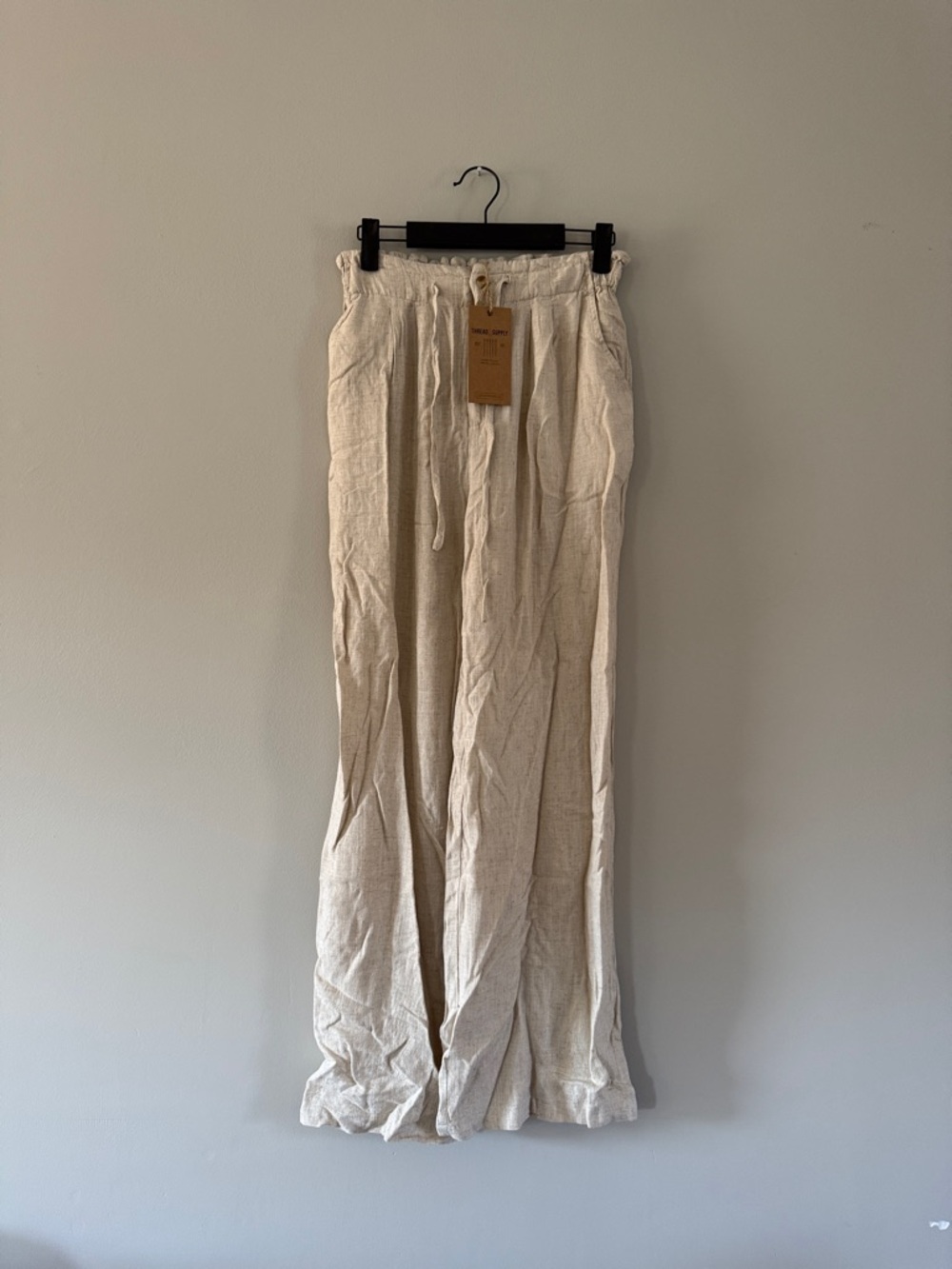 Thread & Supply | Lightweight Cream Linen-Blend Wide Leg Pants